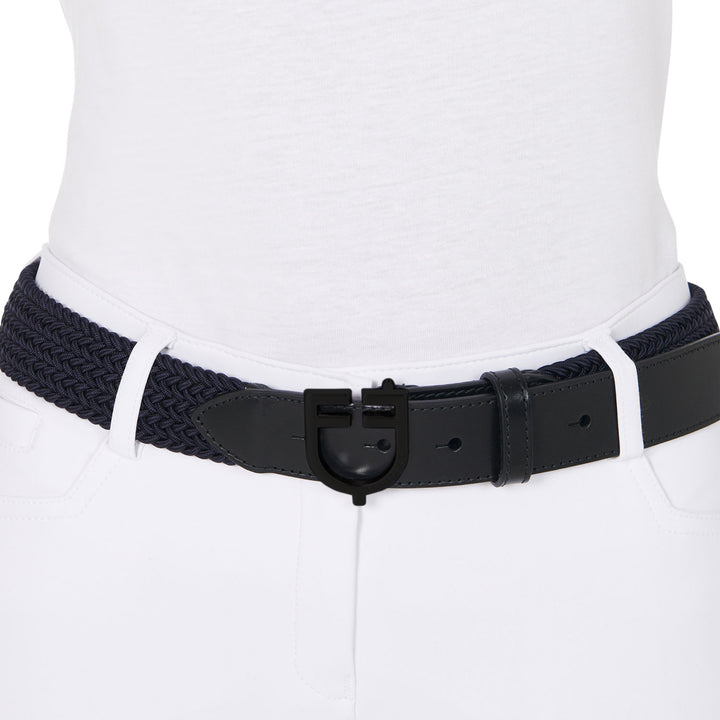 Elastic Belt With Black Logo Buckle