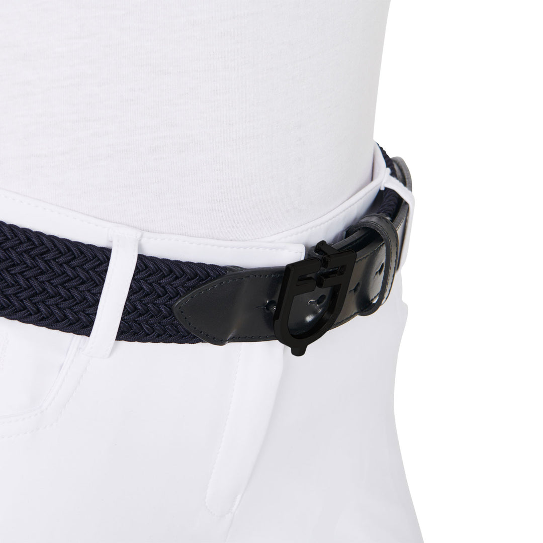 Elastic Belt With Black Logo Buckle