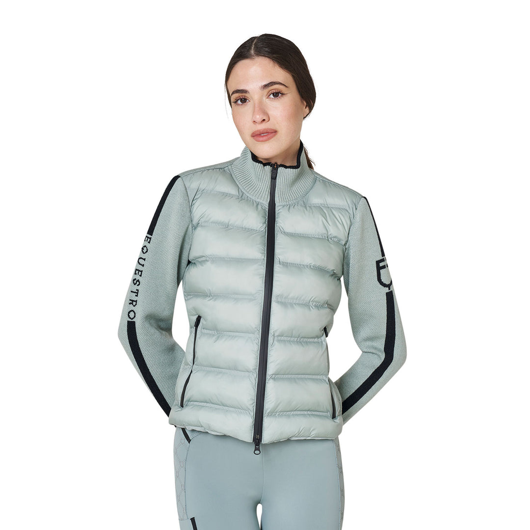 Women's Jacket In Nylon And Knit With Zip - Slate Gray