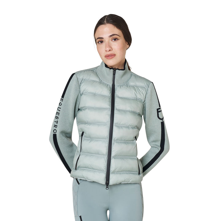Women's Jacket In Nylon And Knit With Zip - Slate Gray