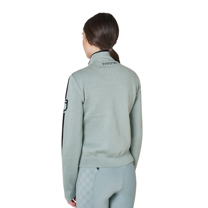 Women's Jacket In Nylon And Knit With Zip - Slate Gray