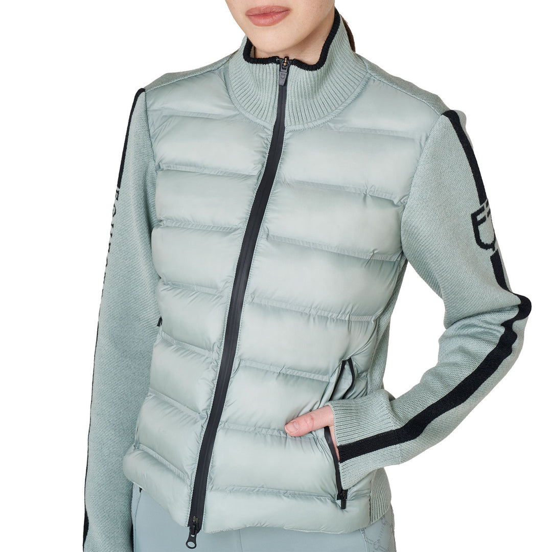 Women's Jacket In Nylon And Knit With Zip - Slate Gray