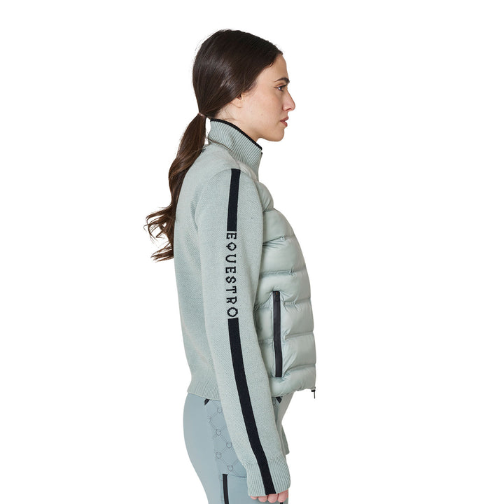 Women's Jacket In Nylon And Knit With Zip - Slate Gray