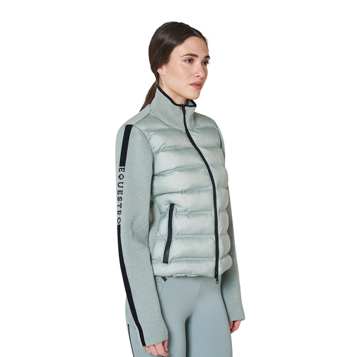 Women's Jacket In Nylon And Knit With Zip - Slate Gray