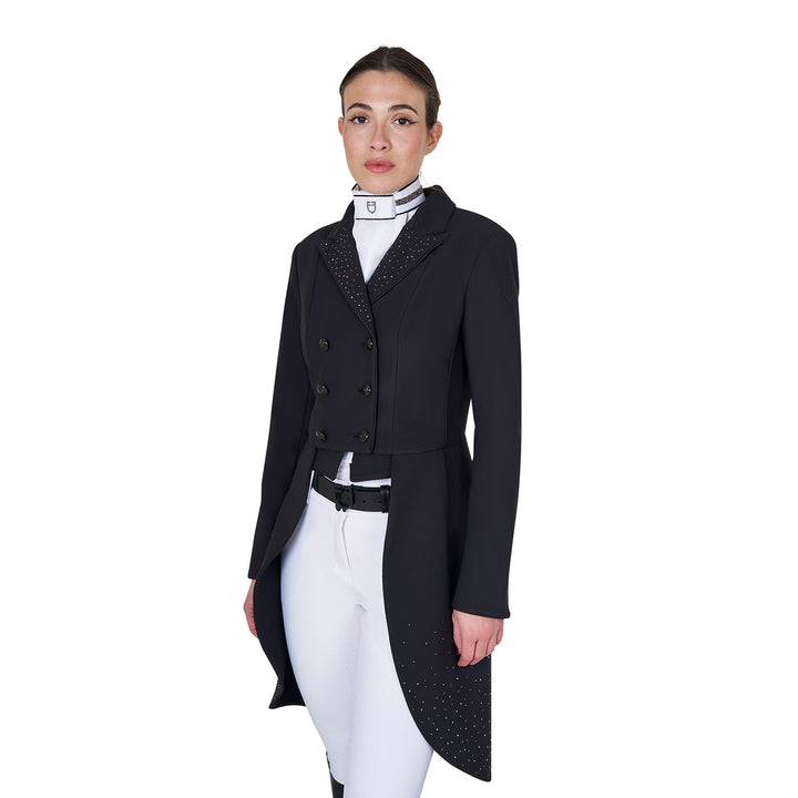 Tailocoat in technical fabric with rhinestones