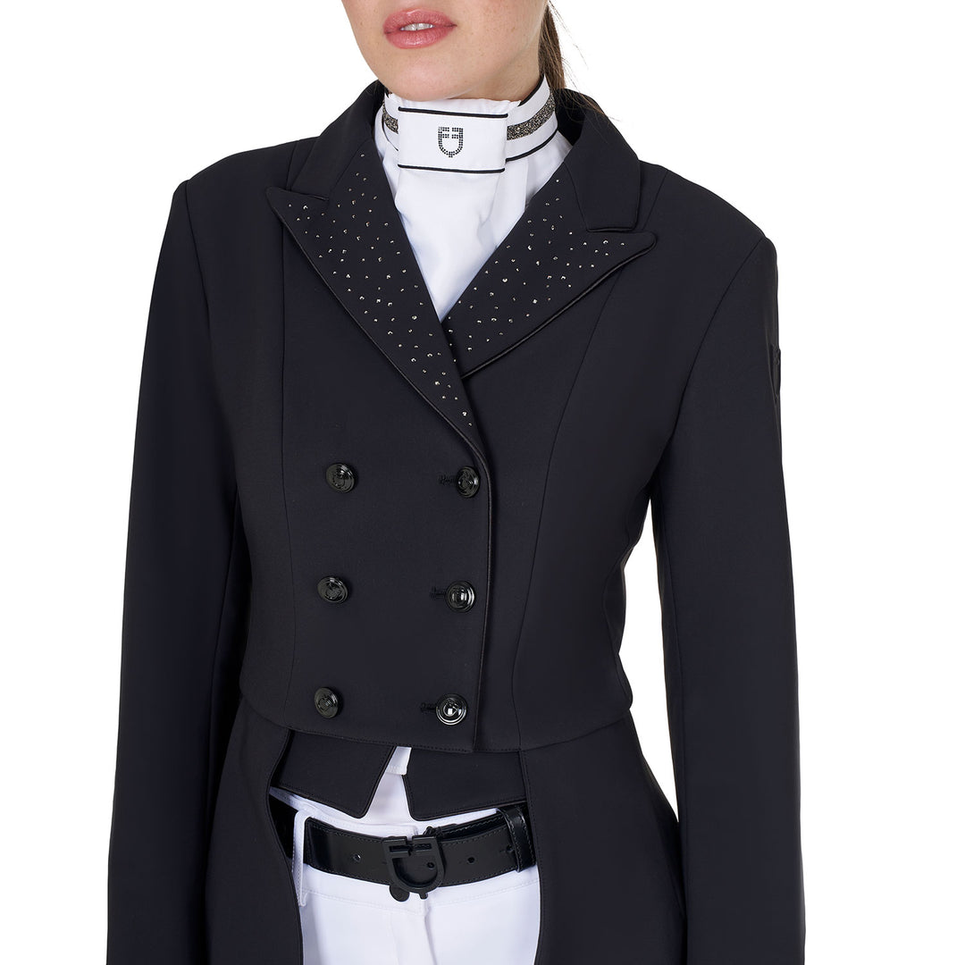 Tailocoat in technical fabric with rhinestones