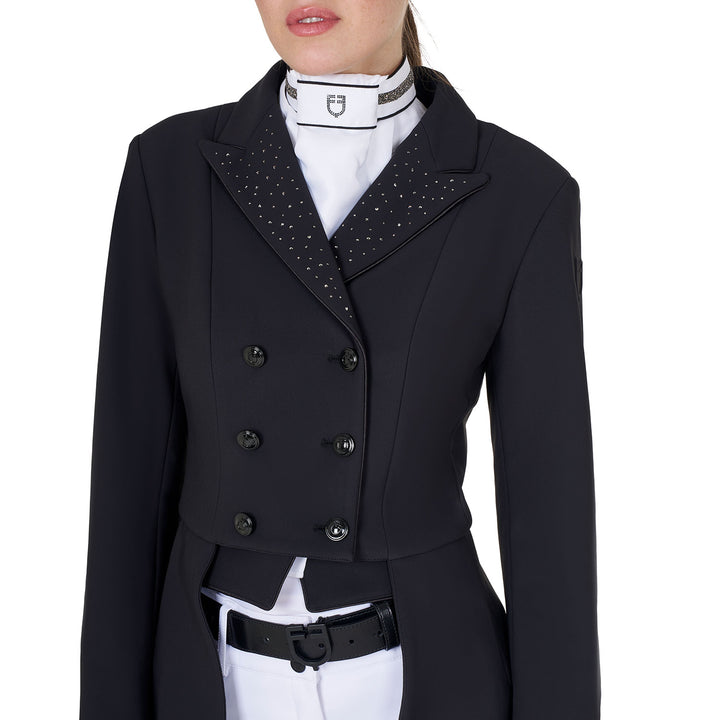 Tailocoat in technical fabric with rhinestones