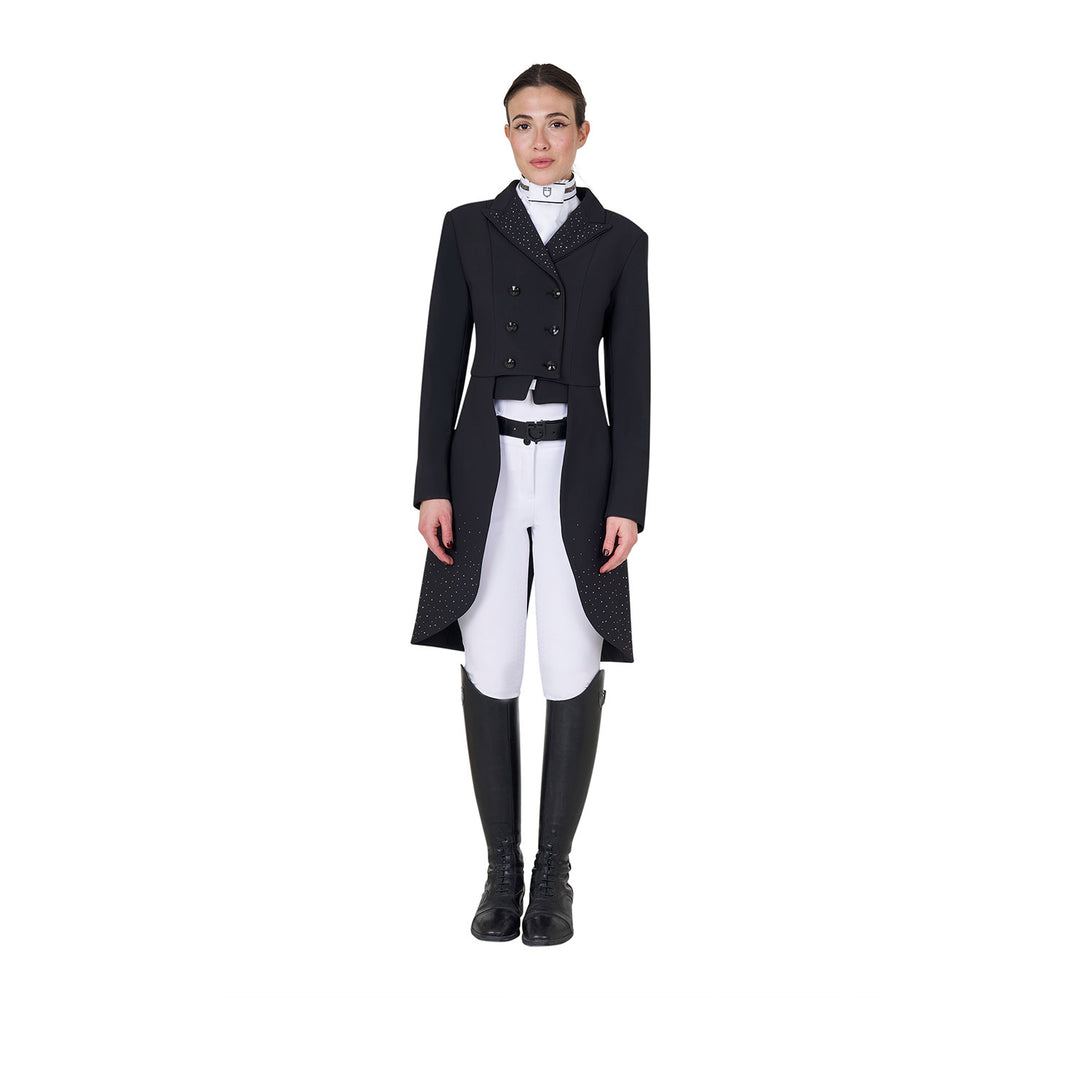 Tailocoat in technical fabric with rhinestones