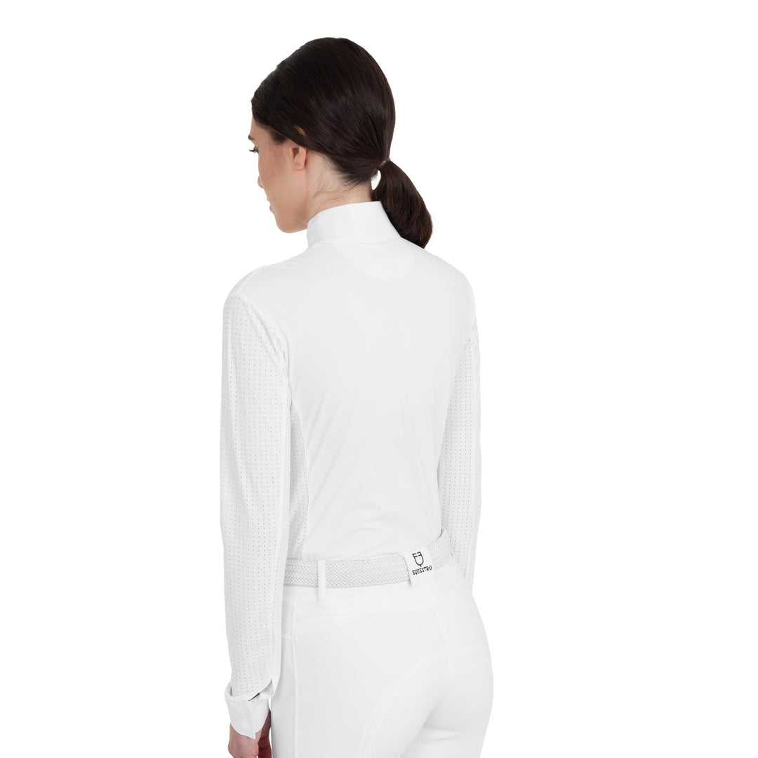 Women's Perforated Long-sleeved Competition Polo Shirt - White