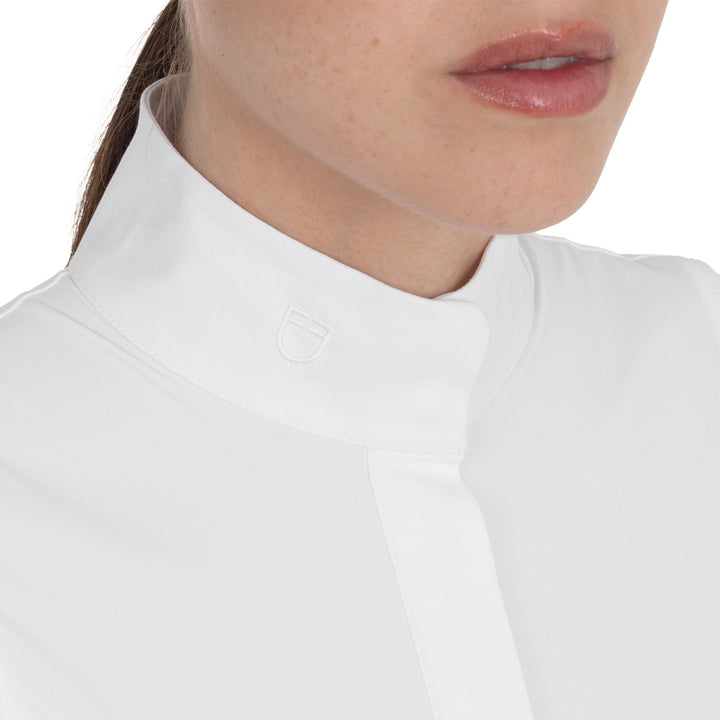 Women's Perforated Long-sleeved Competition Polo Shirt - White