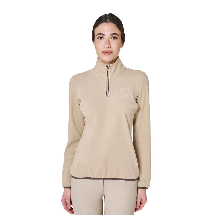 Women's High-neck Fleece Sweatshirt With 3/4 Zip - Cobblestone