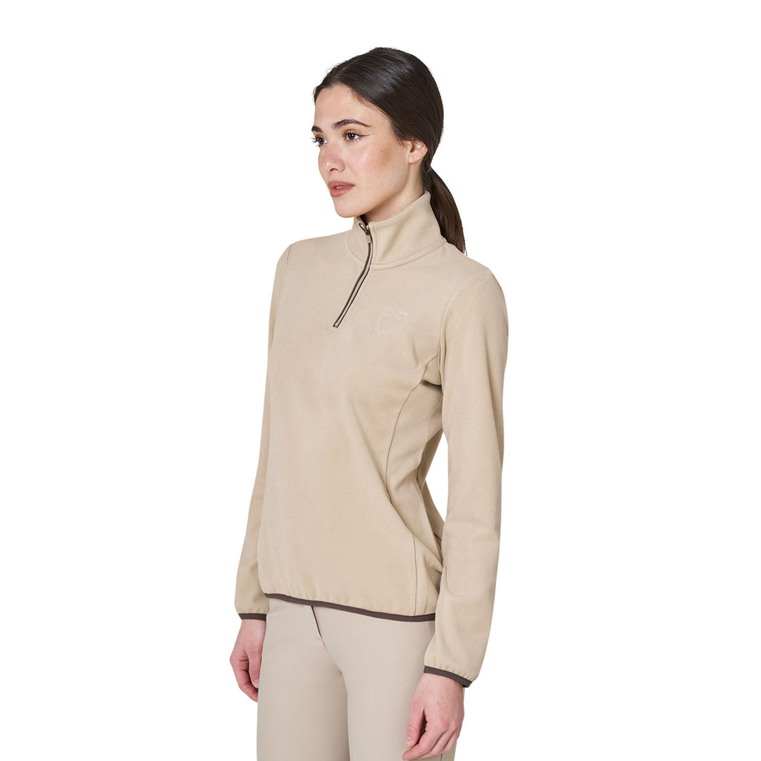 Women's High-neck Fleece Sweatshirt With 3/4 Zip - Cobblestone