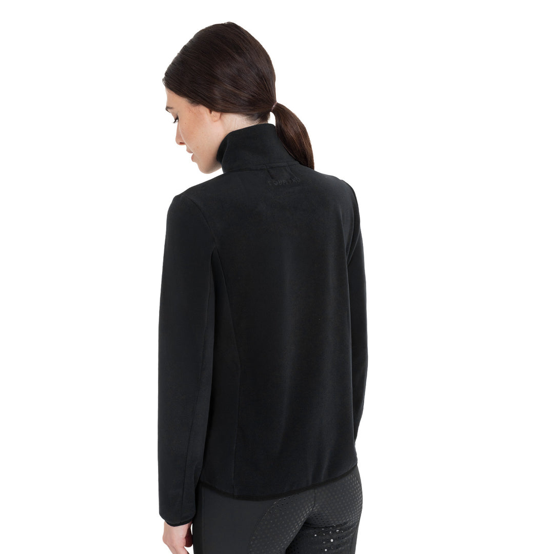 Women's High-neck Fleece Sweatshirt With 3/4 Zip - Black