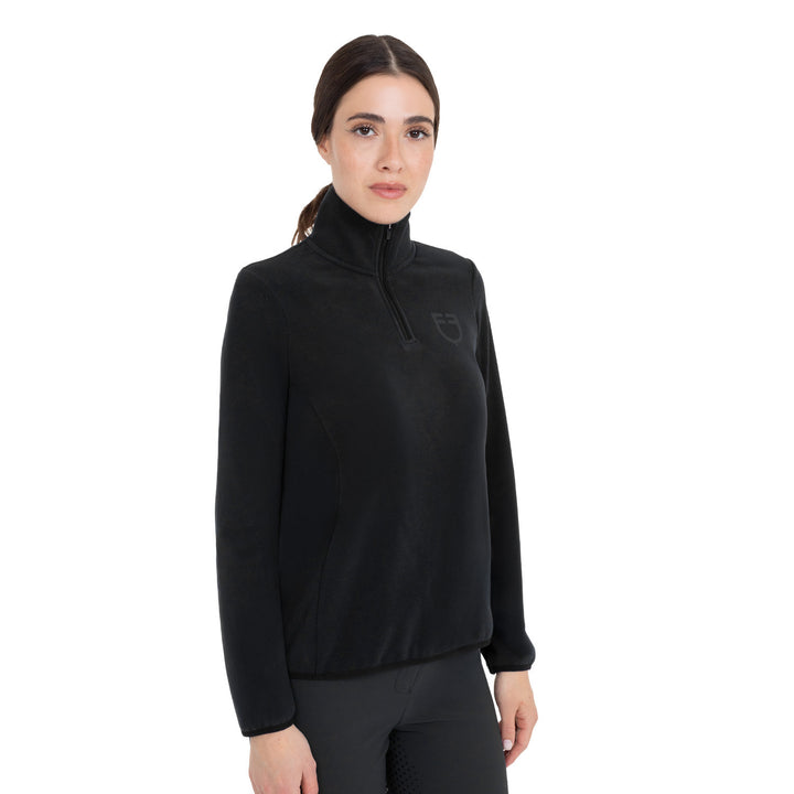 Women's High-neck Fleece Sweatshirt With 3/4 Zip - Black