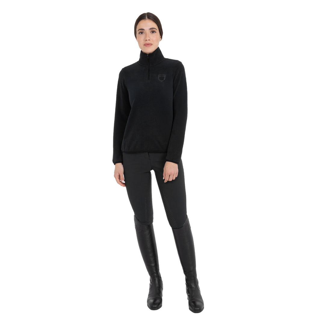 Women's High-neck Fleece Sweatshirt With 3/4 Zip - Black