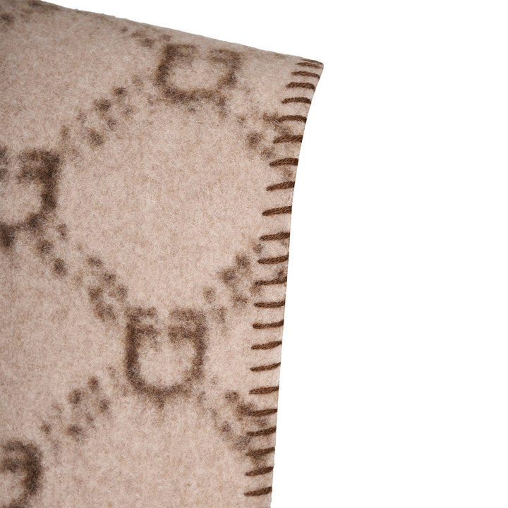 Women's Monogram Wool Cape - Antique White / Cobblestone / Coffee Liqueur