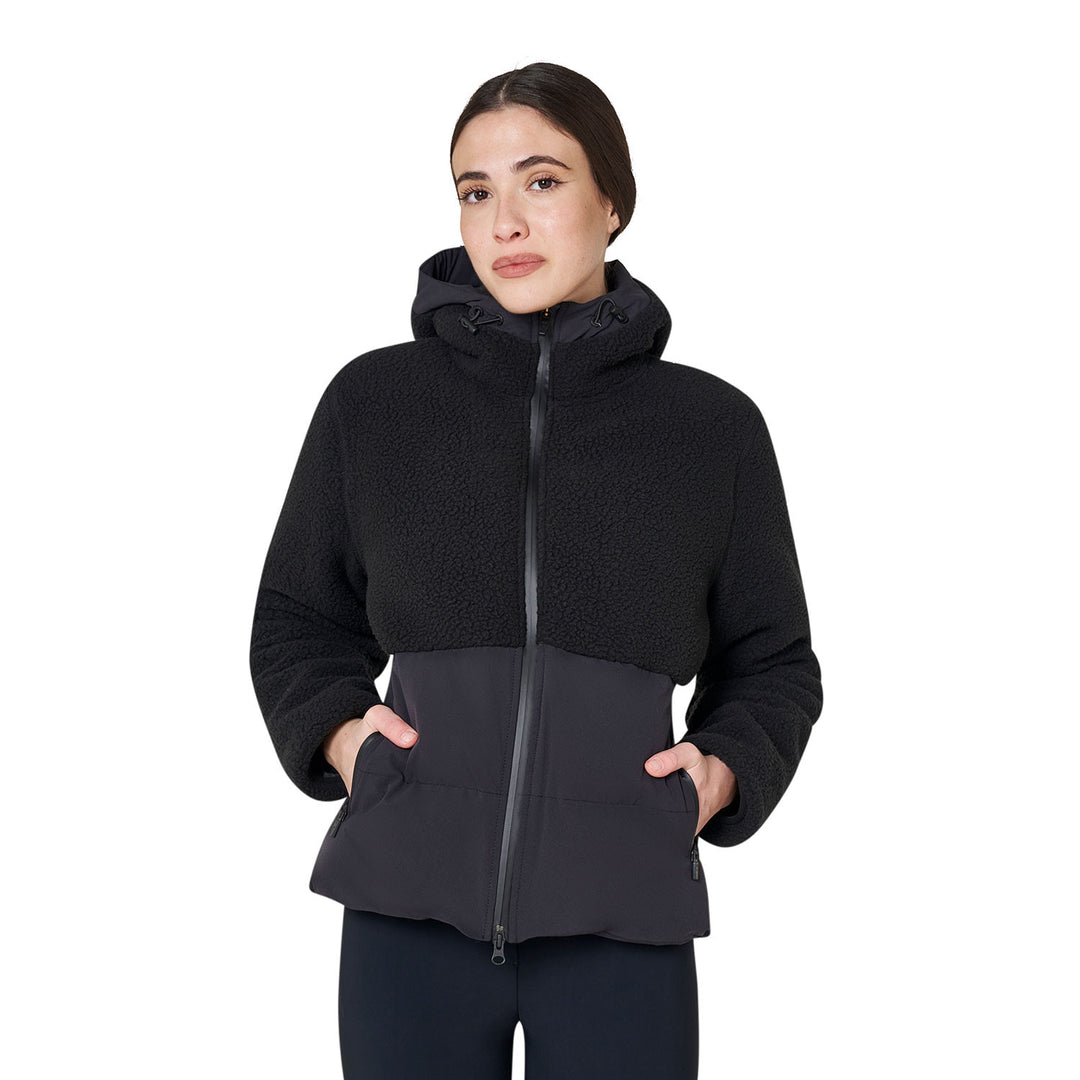 Women's Down Jacket With Teddy Inserts - Black