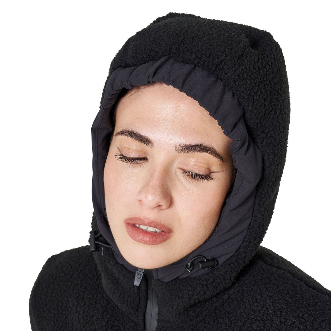 Women's Down Jacket With Teddy Inserts - Black