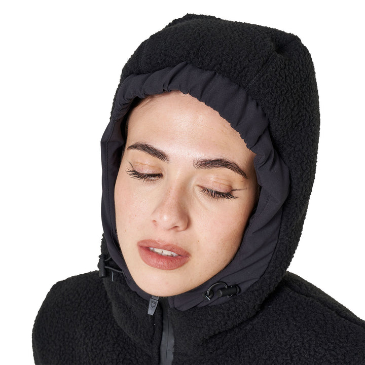 Women's Down Jacket With Teddy Inserts - Black
