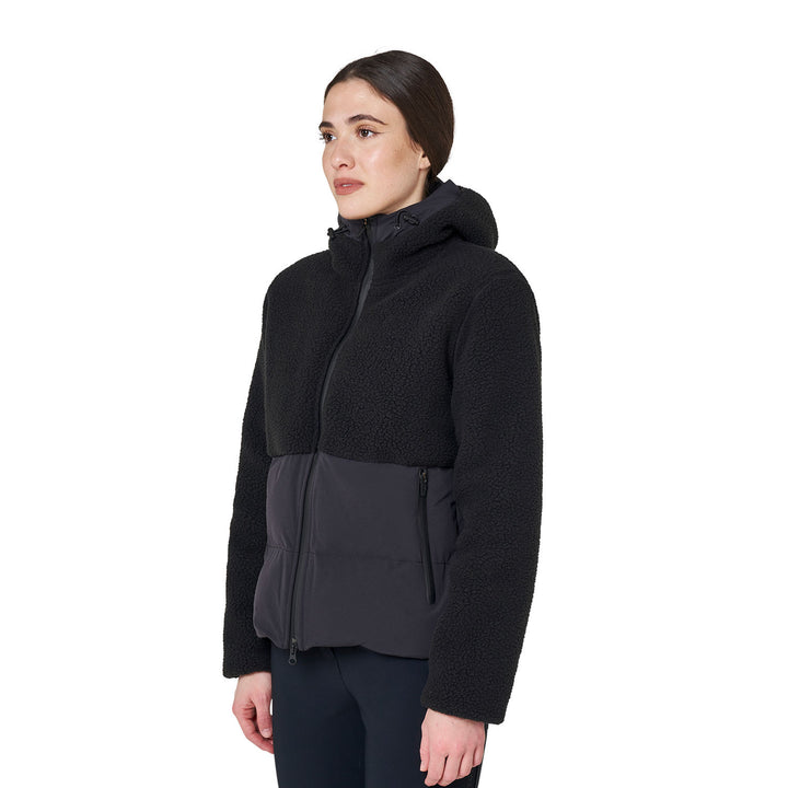 Women's Down Jacket With Teddy Inserts - Black