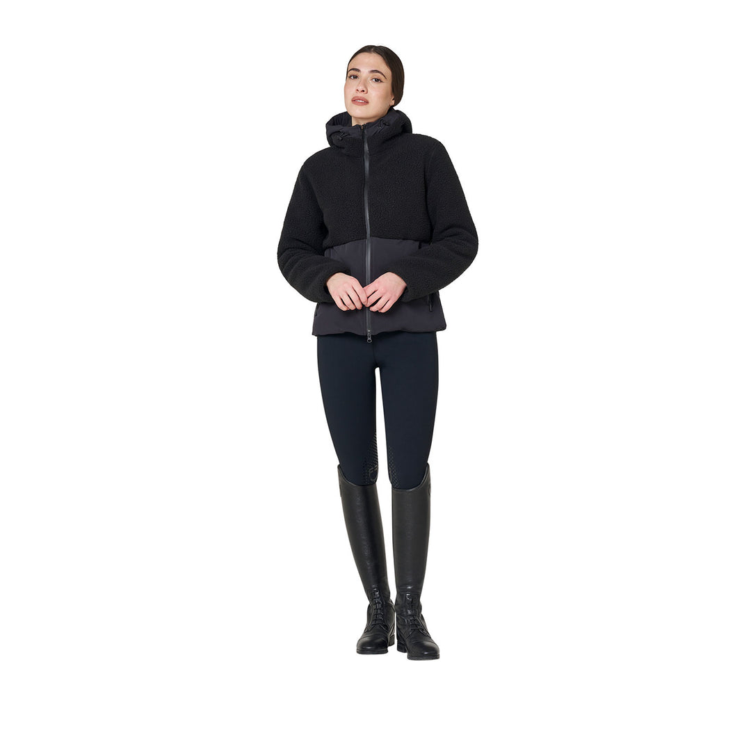 Women's Down Jacket With Teddy Inserts - Black