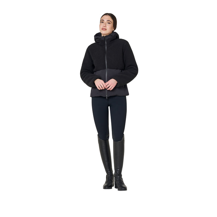 Women's Down Jacket With Teddy Inserts - Black