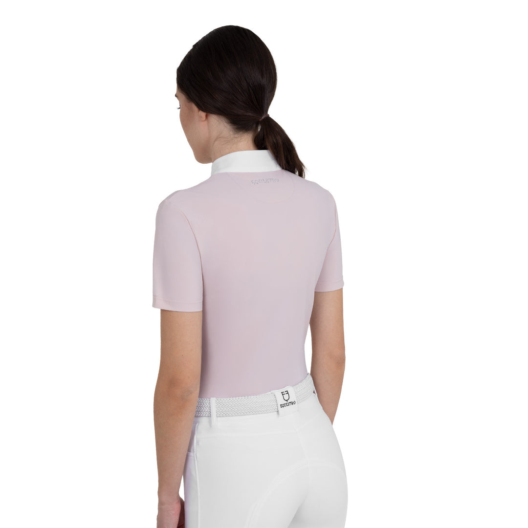 Women's Short-sleeved Competition Polo Shirt With Rhinestones - Hushed Violet