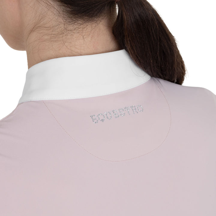 Women's Short-sleeved Competition Polo Shirt With Rhinestones - Hushed Violet