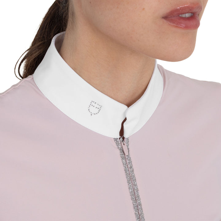 Women's Short-sleeved Competition Polo Shirt With Rhinestones - Hushed Violet