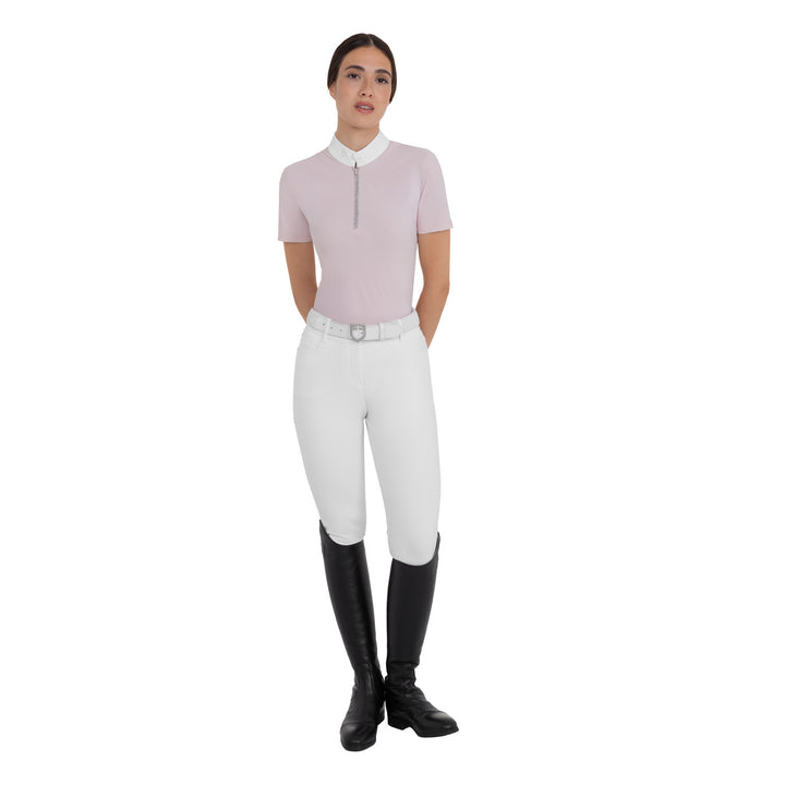 Women's Short-sleeved Competition Polo Shirt With Rhinestones - Hushed Violet