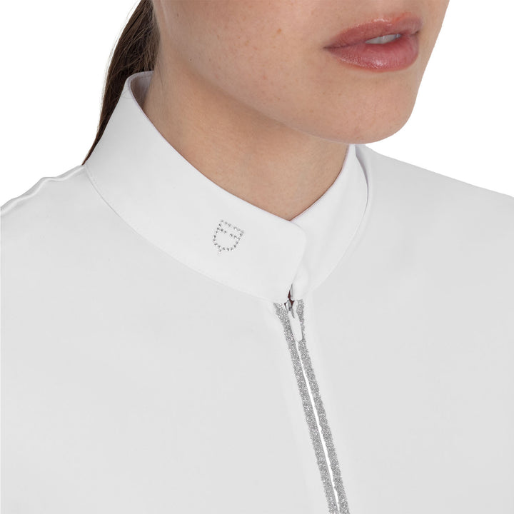 Women's Short-sleeved Competition Polo Shirt With Rhinestones - White