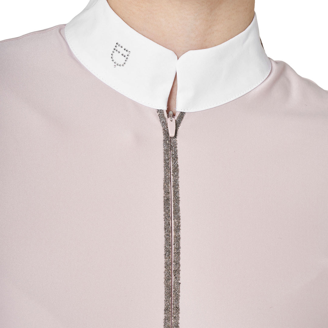 Women's Long-sleeved Competition Polo Shirt With Rhinestones - Hushed Violet