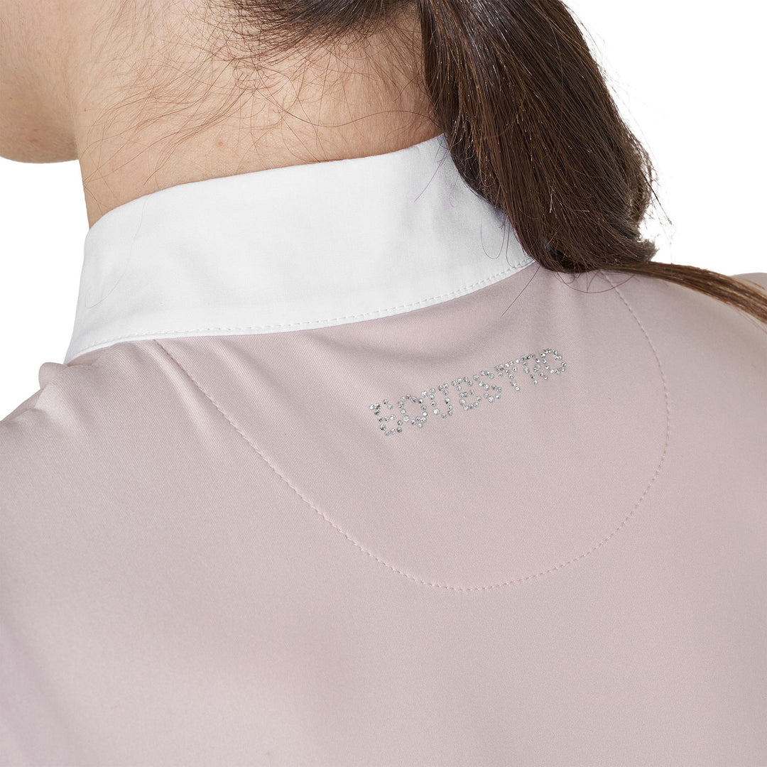 Women's Long-sleeved Competition Polo Shirt With Rhinestones - Hushed Violet