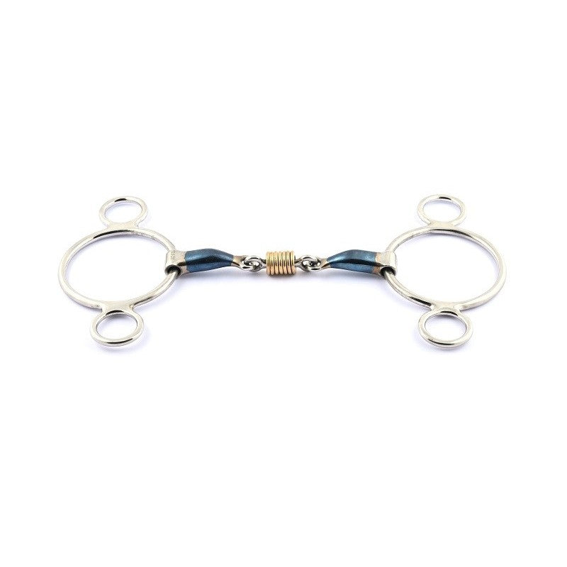 French Mouth Blue Steel 3 Ring Bit With Copper Rings