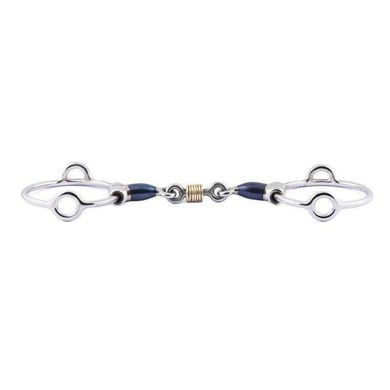 French Mouth Blue Steel Gag Bit With Copper Rings