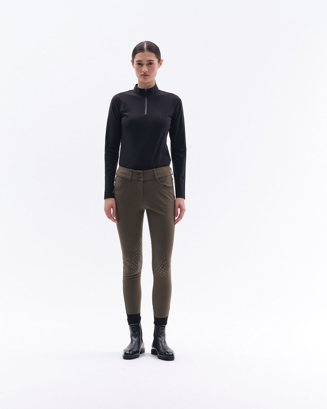 Perforated Long Sleeve Training Polo - Black