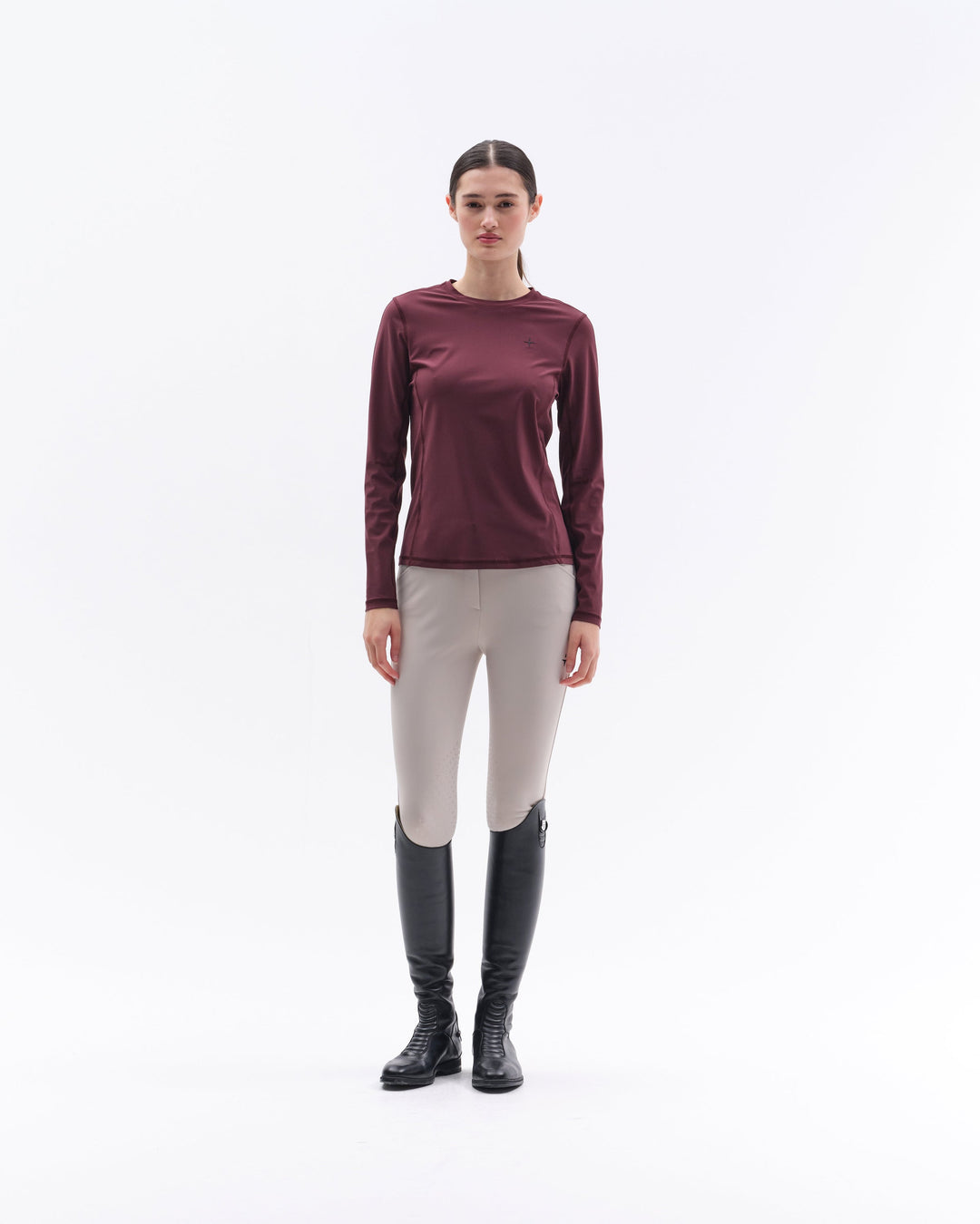 Long Sleeve Perforated T-shirt Female - Bordeaux