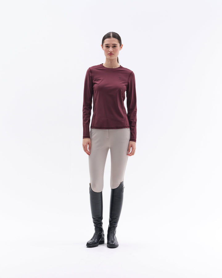 Long Sleeve Perforated T-shirt Female - Bordeaux