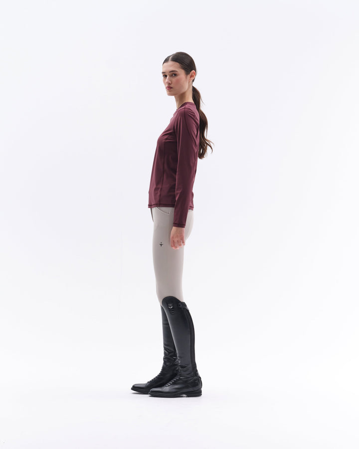 Long Sleeve Perforated T-shirt Female - Bordeaux