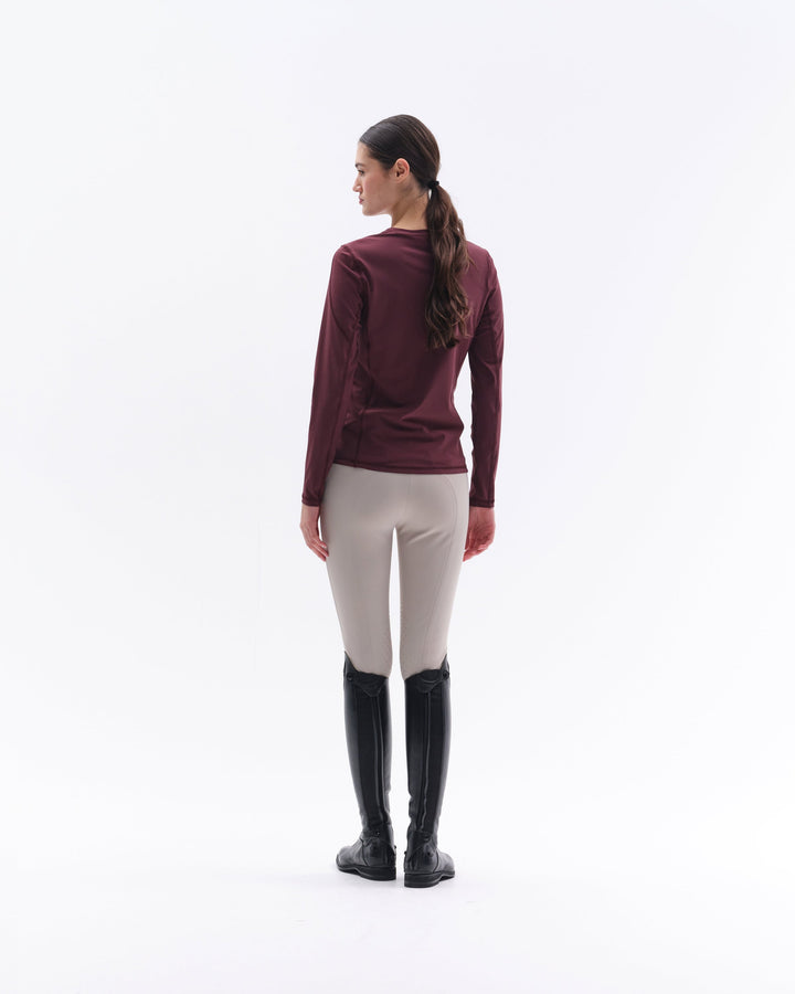 Long Sleeve Perforated T-shirt Female - Bordeaux