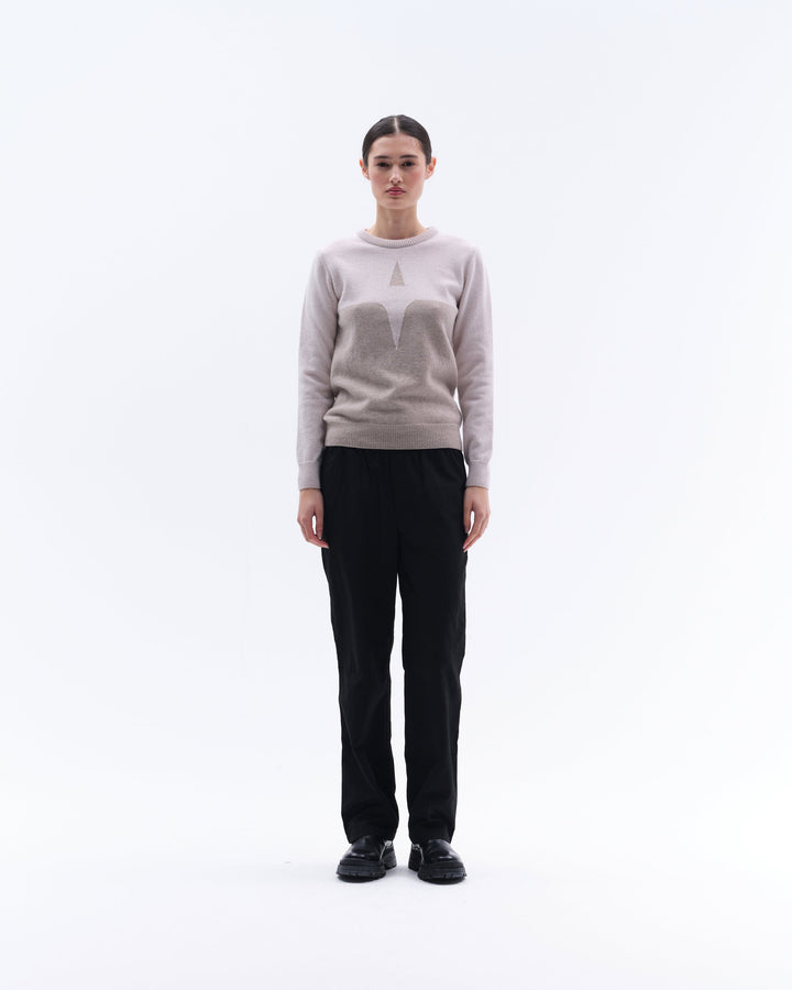 Cashmere & Wool Star Logo Crew Sweater - Sand / Sand