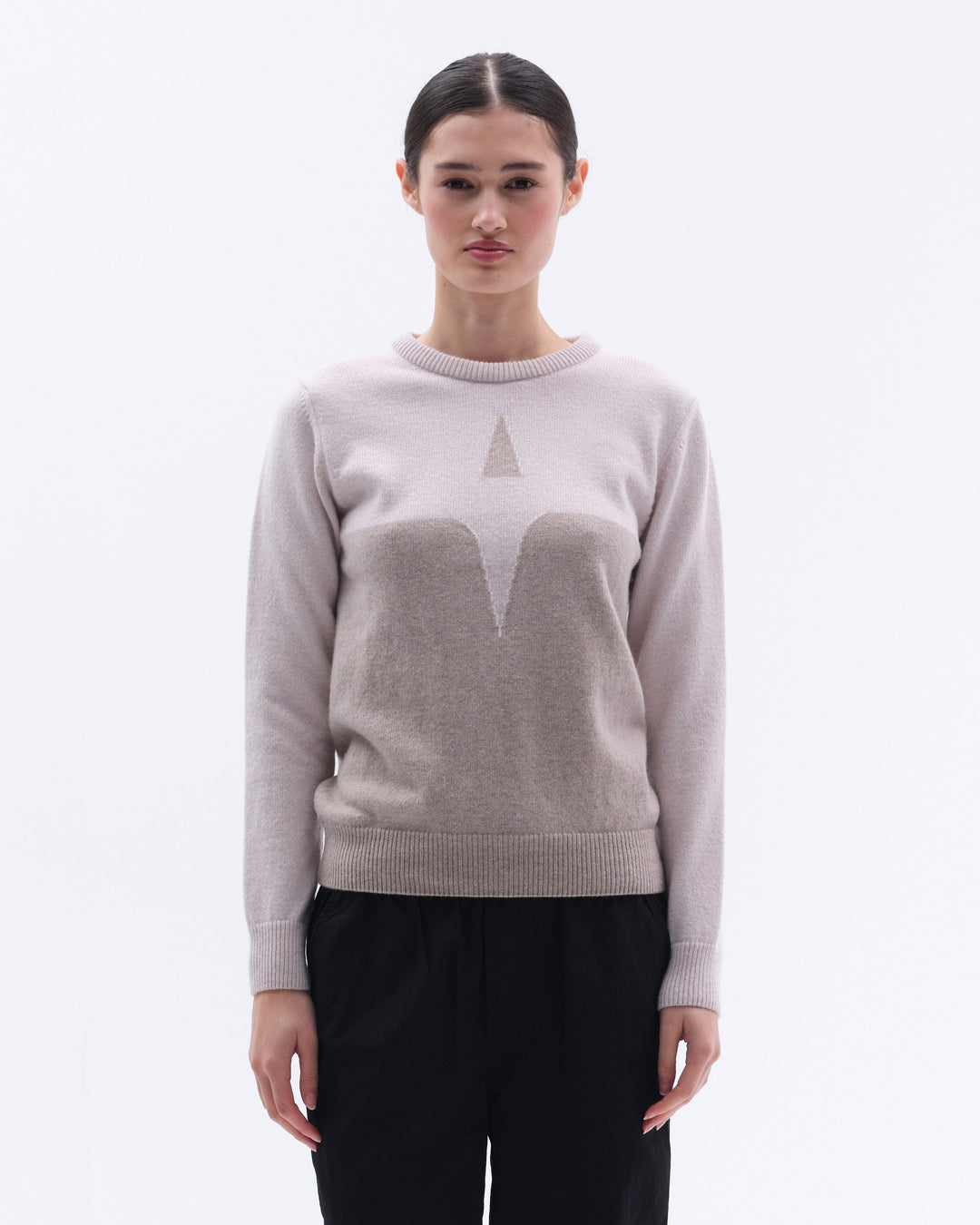 Cashmere & Wool Star Logo Crew Sweater - Sand / Sand