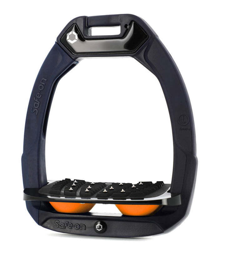 Stirrups Safe-On IUG with Black Platform - Navy Blue / Black / Orange