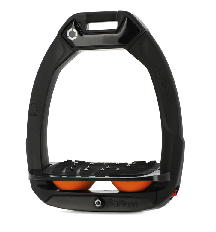 Stirrups Safe-On IUG with Black Platform - Black / Black / Orange
