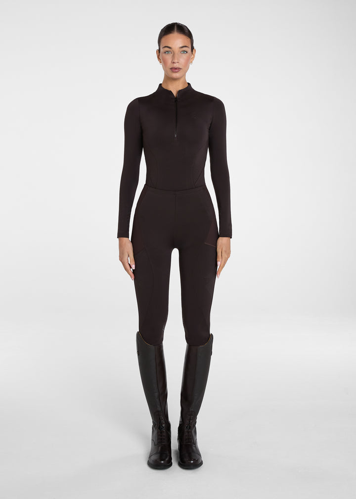 Aztec Diamond Core Leggings Knee Grip Espresso