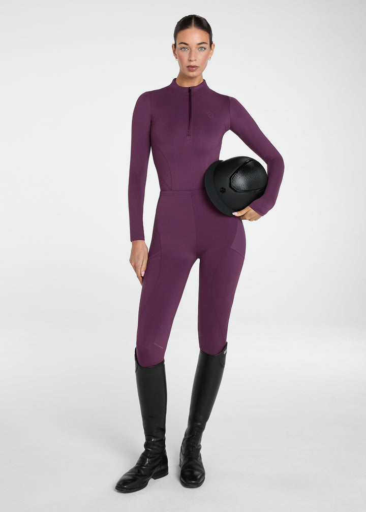 Aztec Diamond Core Leggings Knee Grip Plum