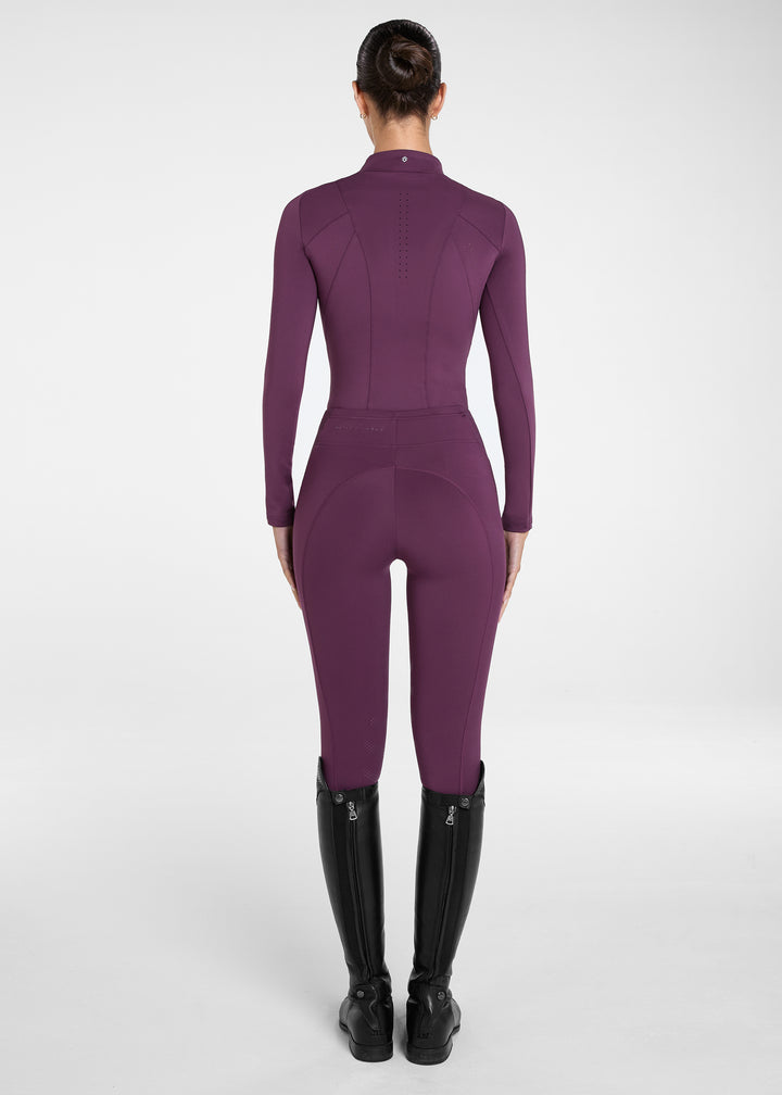 Aztec Diamond Core Leggings Knee Grip Plum