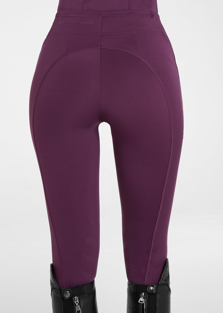 Aztec Diamond Core Leggings Knee Grip Plum