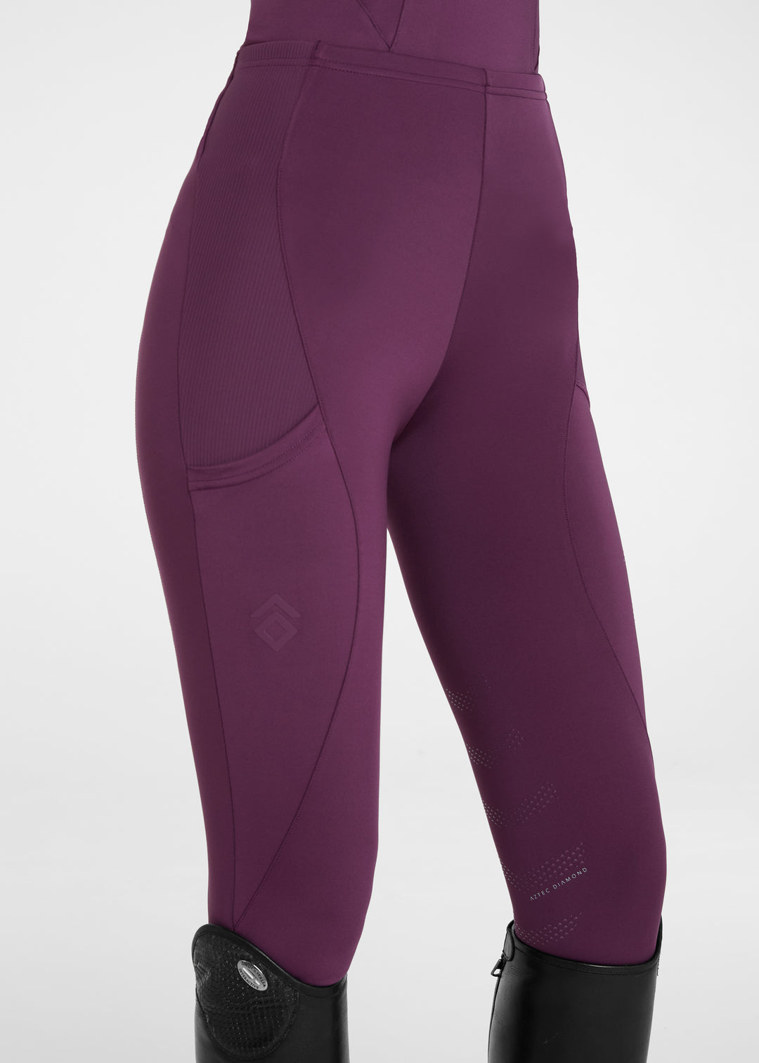 Aztec Diamond Core Leggings Knee Grip Plum