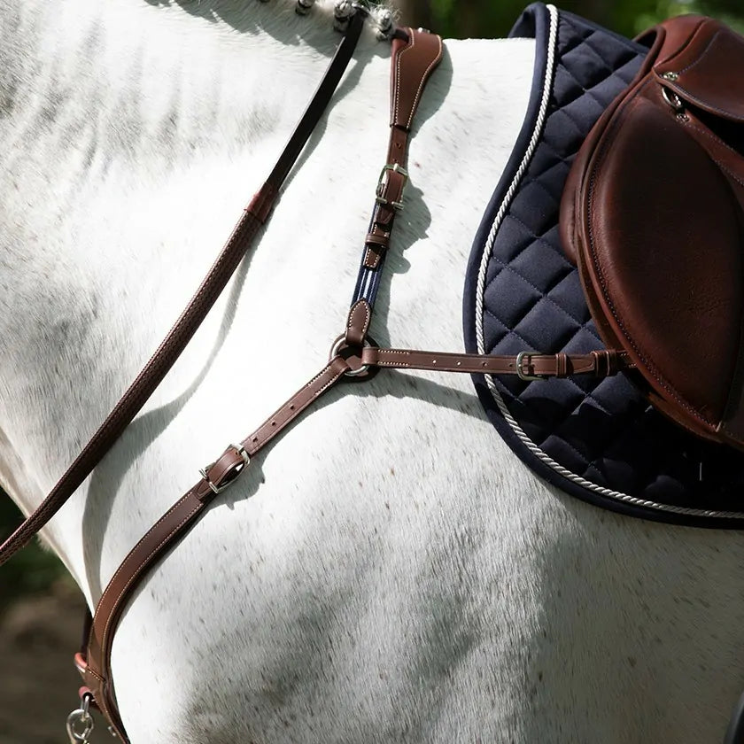 Precision leather breastplate for double flap saddle